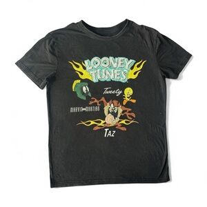 Warner Bros. Looney Tunes Black T-Shirt Size M - Bugs Daffy Marvin Taz Tweety